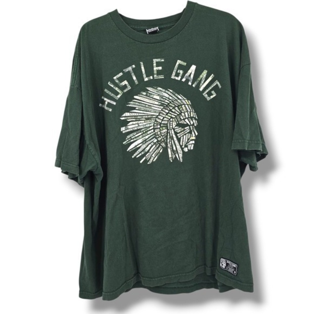 Hustle Gang 3X‎ T Shirt Green Money Chief Graphic Tee Menswear